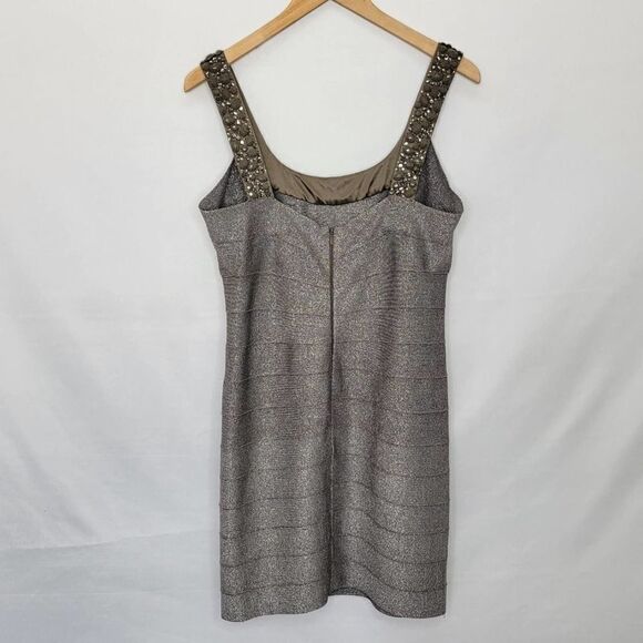 𝅺carmen MARC VALVO Bandage Embellished Dress bodycon Cocktail formal Size Large - Picture 13 of 14